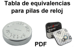 Tabla pilas de reloj Tabla pilas de reloj